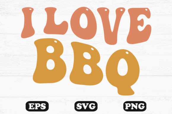 I Love BBQ Retro Wavy T-shirt